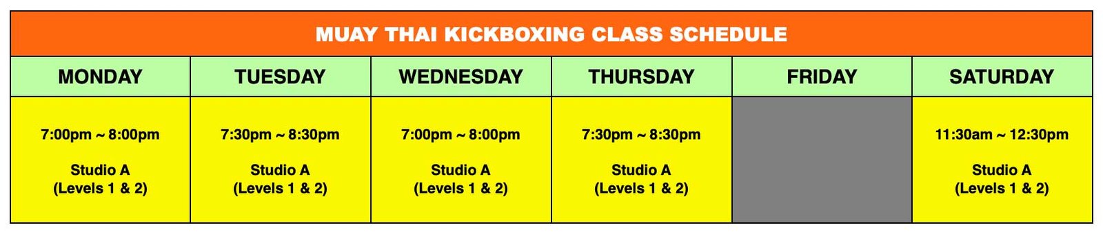 North York muay thai gym schedule